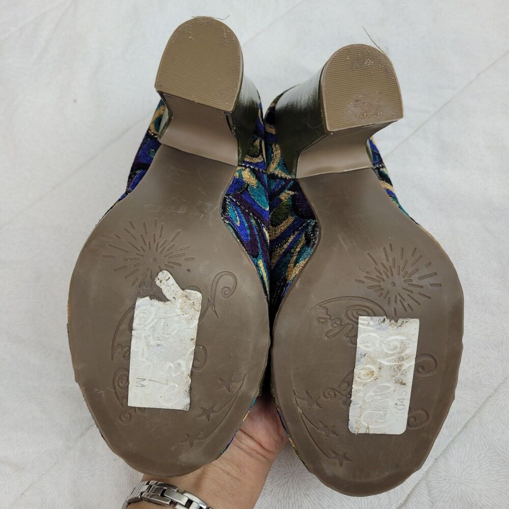 naughty monkey Olive Green Multicolor Patterned Peep-Toe Block Heels - Picture 9 of 13